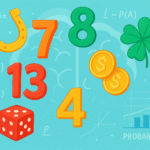 Colorful illustration showing lucky and unlucky numbers from different cultures with psychological and mathematical symbols representing the science behind numerical superstitions